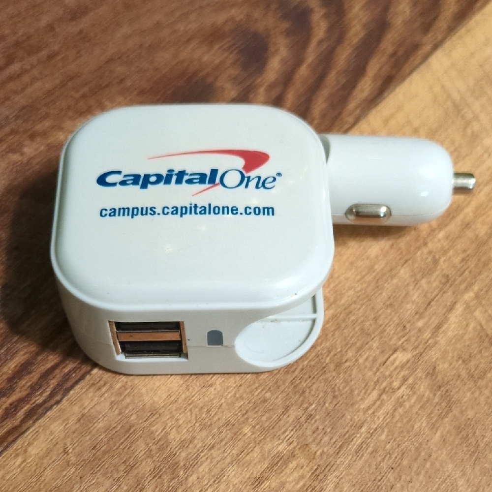 Capital One Heavy Duty Compact Foldable Car Charger with USB Port and Plug